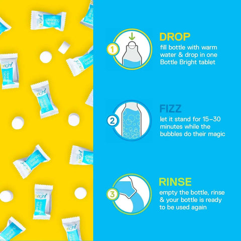 Instructions for using Cleaning Tablets For Stainless Steel Water Bottles And Tumblers Pack Of 12 No Scrubbing Needed Eco Friendly