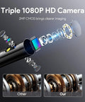 Triple Lens 5 Inch IPS Screen Snake Endoscope Camera With 16.5 Foot Flexible Cable Waterproof 1080P Borescope lens illustration