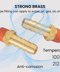 2 Pack Brass Air Hose Barb Fittings Adapter Set Three Eighths Inch Barb To One Quarter Inch NPT Male Pipe Connectors
