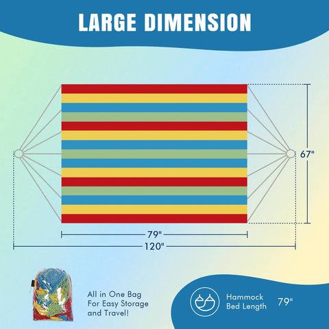 Handwoven Mayan Hammock With Carry Bag Big Family Size Portable Rope Hammock for travel camping colorful dimensions 120x67 inches.