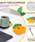 Punch Needle Kit For Beginners And Kids, Easy DIY Embroidery Set With 6 Coasters, colorful yarn and punch needle tool.