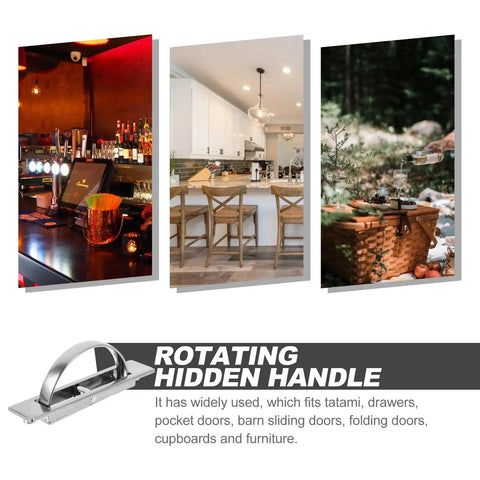 Zinc Alloy Recessed Cabinet Handle With 85mm Hole Spacing Hidden Drawer And Door Pull For Furniture shown with design uses