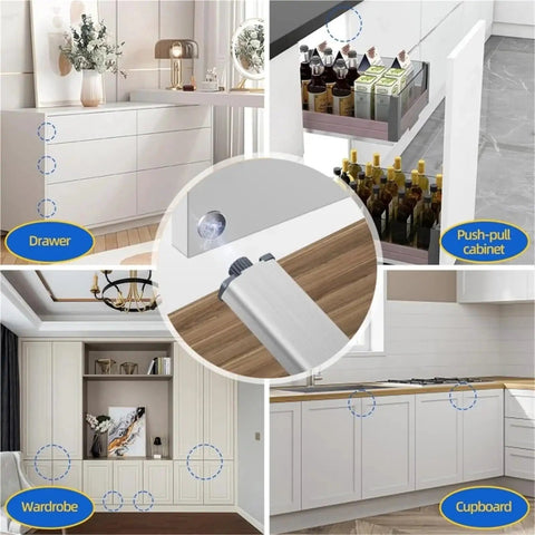 10 Pcs Magnetic Push Latches For Cabinets And Wardrobes Easy Install No Brainer Touch Open cabinet hardware in different setups
