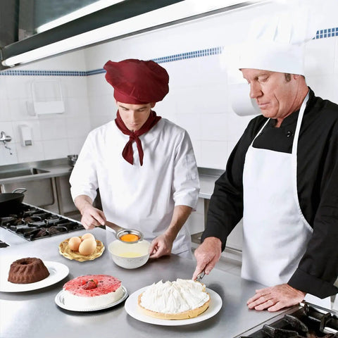 Chef using Stainless Steel Egg Separator And Yolk White Filter No Mess Kitchen Gadget for baking in commercial kitchen.