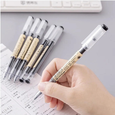 Gel Ink Pen Japanese Style Rollerball Set With Liquid Ink Quick Drying 0.35mm Ultra Fine Point Black Ink 12 Pack in hand