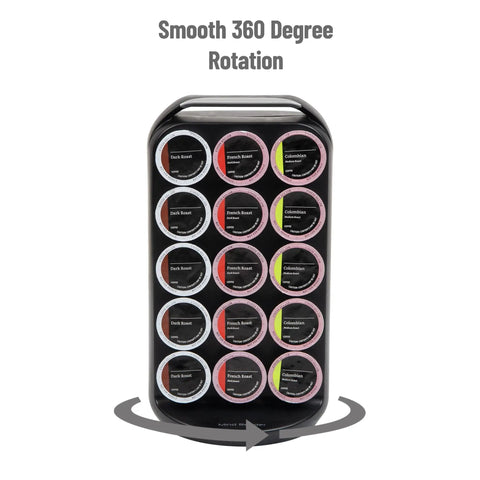Single Serve Coffee Pod Carousel Organizer, 35 Pod Capacity, Lazy Susan Metal Mesh Design, smooth 360-degree rotation view