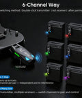 Ultra Clear UHF Wireless Guitar System with 6 Channel Transmitter and Receiver, showing connection to six amplifiers.