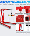 Easy Roll Three Ton Folding Hydraulic Engine Hoist Packs A Beastly Nine Ton Pump And Four Swift Casters Heavy Duty Alloy Steel Cherry Picker Crane with adjustable height and durable design.