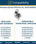 Dishwasher Vent And Fan Assembly Replacement Part WPW10469574 for OEM quality repair shown with compatibility details.