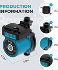 High Performance Hot Water Recirculating Pump 123W 115V Automatic Cast Iron Head 400GPH with manual and auto settings.