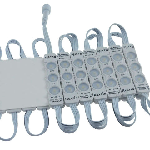 Ultra Bright 110V 3 LED Module 2835 White Light With 120 To 150 Lm Per Module Waterproof Peel And Stick Adhesive Back 100 Pack