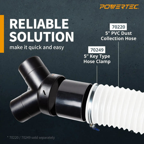 Supercharge Your Workshop Setup With This Badass Heavy Duty Dust Collector Y Fitting And Precision Splice Kit 6 To 4 Inch Hose Reducer For Shop Vac 2 Pack, showing a black hose fitting.