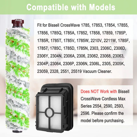 Eight Pack Replacement Parts For CrossWave Pet Pro 2306A And CrossWave 1785 Series Vacuum Cleaner with filter and brush