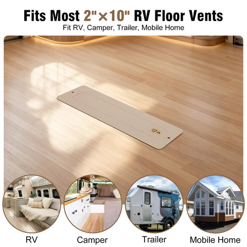 Beefy Rugged Aluminum RV Floor Vent Cover Kit 2x10 Magnetic Removable Floor Register on wood floor