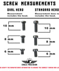 Screw measurements for Heavy Duty 6 48 And 8 40 Combo Optics Mount Screw Kit Oval Fillister Heads with sizes labeled.