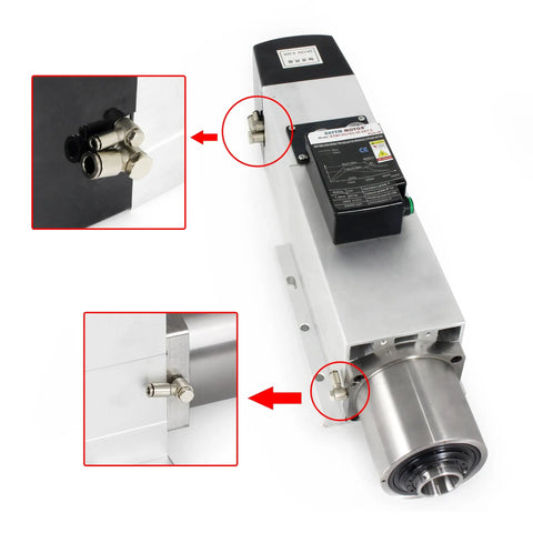 Detailed view of 7.5KW ATC CNC Router Spindle BT30 24000 RPM Air Cooled With Automatic Tool Change 380V VFD Inverter ER25 BT30 Tool Holder Included