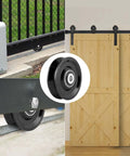 V Groove Wheel Caster For Inverted V Track With Double Bearings, Rolling Gate Caster For Gate Alignment, shown on a track.