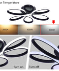 Flower Shape Flush Mount LED Ceiling Light Dope Modern Lamp 22.8 Inch 48W Black Fixture For Living Room And Bedroom Cool White 6000K display