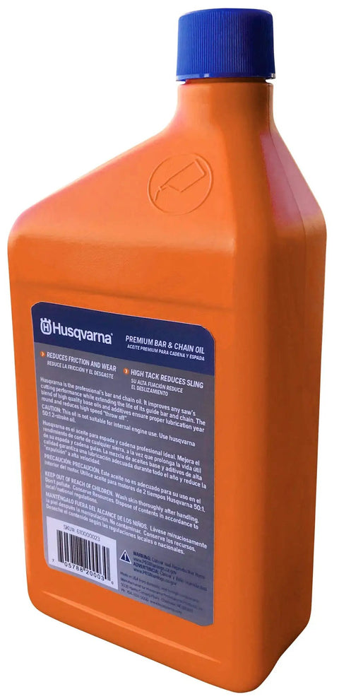 X Guard Premium All Season Mineral Bar And Chain Oil For Chainsaws 1 Quart, orange bottle, reduces heat and friction