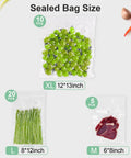 Compact Food Vacuum Sealer With 60kPa Power, Rechargeable Handheld Kitchen Saver Includes 35 Reusable Bags In 3 Sizes displaying contents