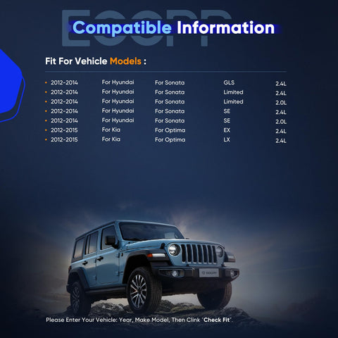 Compatible vehicle chart for Drop In Ready Direct Replacement Complete Strut Assembly Front Left And Right For Hyundai Sonata 2012 2013 2014 And Kia Optima 2012 2013 2014 2015 Preassembled With Coil Spring Bearing Mount Bumper Boot Isolator.