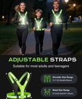 Family wearing LED Reflective Vest With 360 Degree Visibility, 40 Front And Back LEDs, Waterproof, Adjustable Running Gear in park