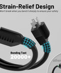 16 AWG 20 Ft Black Coiled Extension Cord Heavy Duty Tough Three Prong Flexible Spiral Power Cable strain-relief design