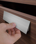 Installing self-adhesive edge fingerpull door handle on wood drawer, screwless peel and stick installation, ideal for sliding doors, 2 pack.