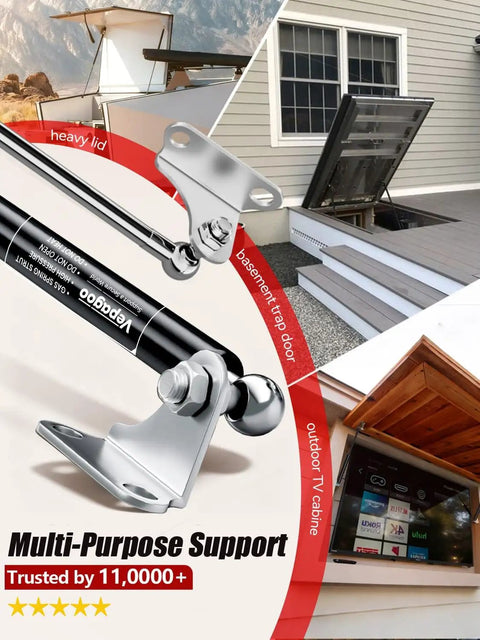2 Pack 15 Inch Soft Close Gas Struts Heavy Lid Lift Support 67Lb 300N For Toolbox Toy Box Cabinet And Boat Hatch With Mounting Brackets