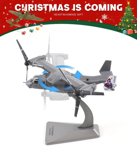 V-22 Osprey 1 To 144 Scale Die Cast Model Aircraft Kit All Metal Navy Military Plane With Foldable Wings On Display Stand