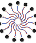 15 Pack Tiny Vibration Motors 10mm 12000 RPM 3V Micro DC Coin Type With Self Adhesive Backing arranged in a circle.