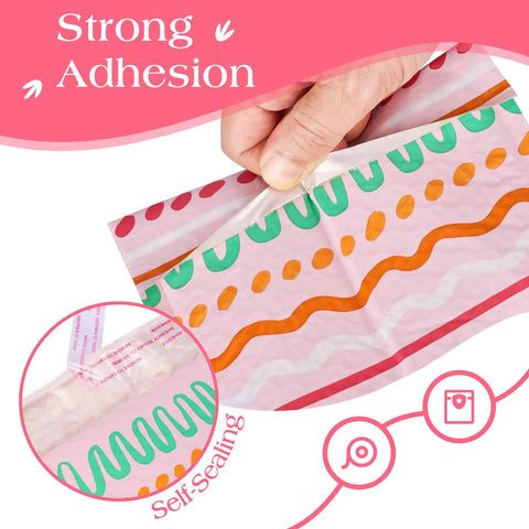 Close-up of hand peeling self-seal flap on 6x9 usable bubble mailers 50 pack self seal padded envelopes for small business mailing waterproof