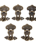 Five Piece Set Of Retro Antique Bronze Heart Shaped Box Hasp Lock Latches featuring tough as nails zinc alloy construction and smooth brass plating.
