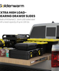 Beefy Heavy Duty 16 Inch Drawer Slides Without Lock 150 Lb Load Capacity Side Mount Full Extension Ball Bearing Cabinet Rail For RV Tool Boxes And Storage Runners Glides installed on truck bed with tools