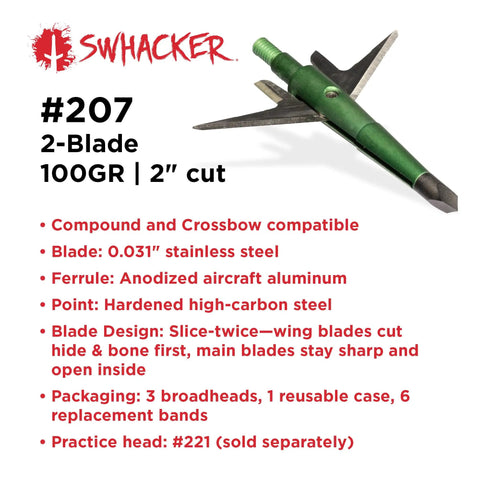 100 Grain Mechanical Broadheads With Two Blade Expandable Design And 2.0 Inch Cutting Diameter Featuring Patented Two Slice Technology