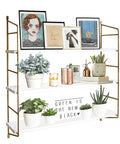 Gold Wall Shelf For Bathroom And Kitchen, Dope Floating Shelves For Living Room And Bedroom, with plants and decor, 24 Inch Long