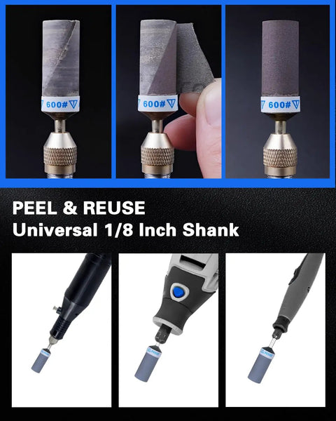 30Pcs Sanding Drums Set For One Eighth Inch Shank Rotary Tools Pro Grade Grit Progression 400 600 800 1000 1500 2000