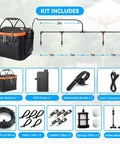 Portable Outdoor Misting System Kit With 6000mAh Pump, 20L Bucket, And 26Ft Hose includes various components for setup