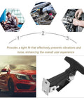 5 Pack Flexible Rubber T-Handle Draw Latches With Hood Lock for cars, shown with installation steps and black latch detail