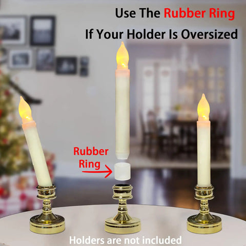 24 Pack Flameless Taper Candles With LED Flicker, Battery Operated, 6.5 Inch Warm Yellow Dripless Candlesticks on Stands