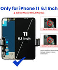 IPhone 11 Screen Replacement Kit 6.1 Inch LCD Digitizer Assembly With 3D Touch Tools displayed next to incompatible models