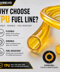 Top Tier TPU Fuel Line Kit 3/16 And 1-4 Inch With 8 Heavy Duty Clamps For Small Engines Lawmowers Trimmers And Chainsaws Flexible Durable Performance Gear, yellow TPU tubing