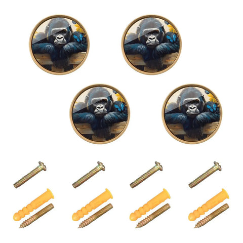 4 Pack Gorilla Fence Butterfly Cabinet Knobs Dope Cool Design Pull Handles For Drawers Dressers Cupboards And Walls Acrylic And Zinc Alloy Scratch Resistant Easy Install With Screws