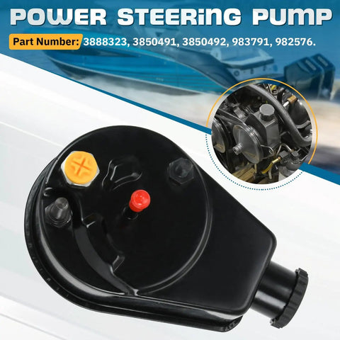 Power Steering Pump For MerCruiser Volvo Penta OMC Cobra Boats, Compatible With 3.0L 4.3L 5.0L 5.7L 5.8L 7.4L 7.5L 8.2L Marine Engines, Replaces 3888323 3850491 3850492, Delivers Smooth Steering And Reliable Engine Support
