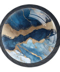 Blue Marble Crystal Glass Cabinet Handles 1.37 Inch 4 Pack Drawer Knobs, close-up of elegant blue and gold glass design