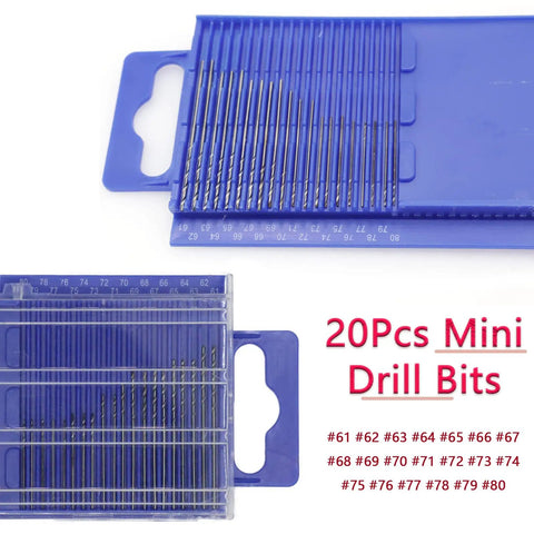 Top Tier Hss Micro Drill Bit Set 21 Piece Metric Range.3 To 1 Mm With Mini Pin Vice Tool And Solid Storage Case displaying 20 precision bits.