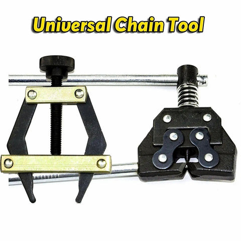 All In One Roller Chain Tools Kit For 60 80 100 Chains With Chain Holder And Puller Plus Breaker And Cutter Pro Grade Heavy Duty Tool Set