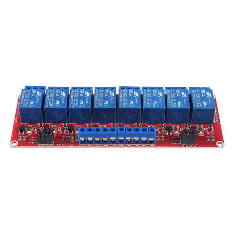 8 Channel 24V Relay Module With Opto Isolation, High Or Low Level Trigger, DIY Friendly Relay Board, blue and red circuit board