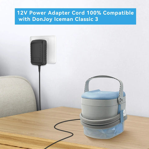 12V AC DC Adapter Replacement for Iceman Classic3 Cold Therapy System 11-1423 25-4041 Compatible Power Supply 12V 1A with Blue Tip 5.5mm by 2.5mm Connector Cord Charger PSU, wall plug with cord