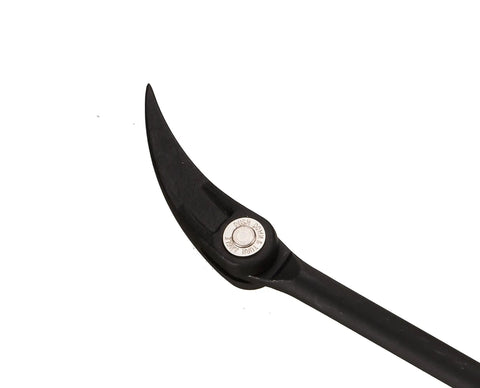 Close-up of 16 Inch Indexable Pry Bar With 11 Position Adjustable Head For Tight Spots, showing curved tip and locking mechanism.